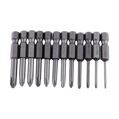 12 Stück 50 mm Länge 1/4 Zoll Sechskantschaft S2 Legierung Magnetischer Kreuzschlitzschraubendreherbit
