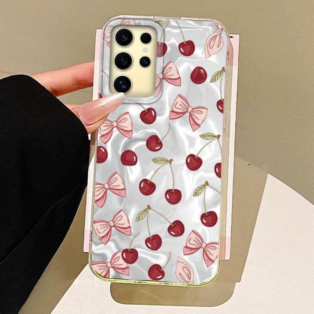 

Summer Cherry Fruit Water Texture Women Girls Phone Case for Samsung Galaxy S25 Edge S24 S23 S22 S21 FE Plus Ultra Shell Cover Samsung Galaxy S23 Ultra білий