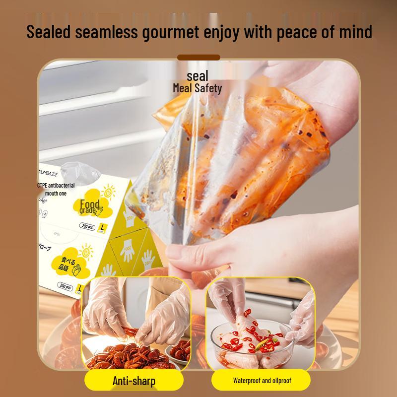 KUMBAZZ Antibacterial Food-Grade TPE Disposable Gloves