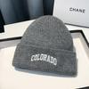 Knitted Hat Women's Autumn and Winter Letter Embroidery Wool Hat Warm Versatile Pullover Ear Protector Cold Hat Men's Trend