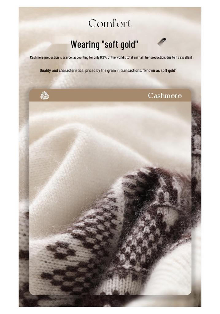 Lekasha Unisex Cashmere Fair Isle Jacquard Pullover for Autumn/Winter