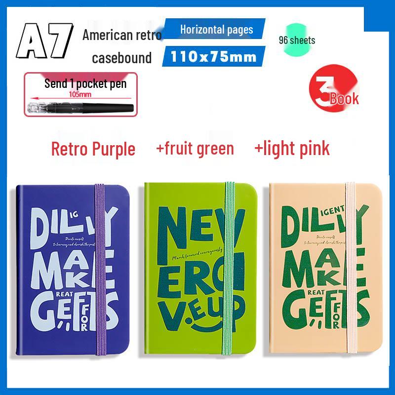 A7 Mini Retro American Pocket-Sized Notebook - Ideal for Students and Birthday Gifts
