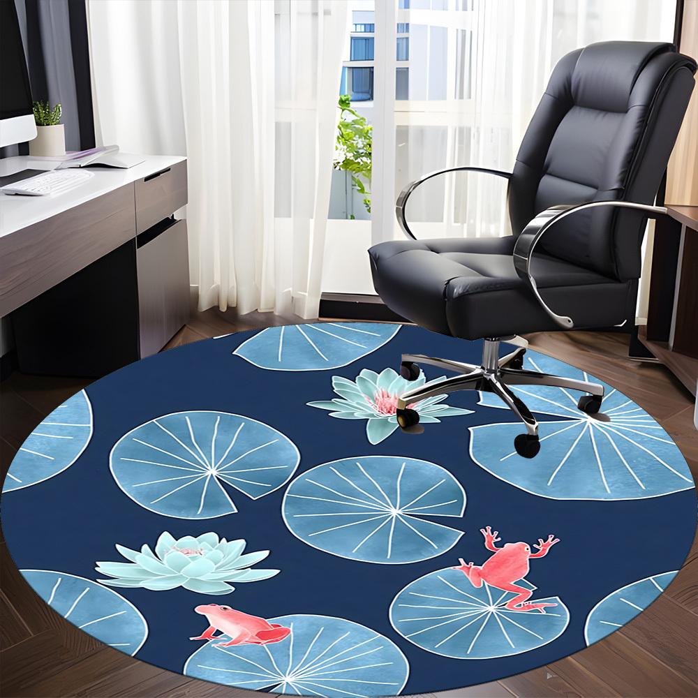 1pc Frog Lily Office Round Area Rug, Under Office Chairs Bedroom Living Room Home Decor, Room Deco, Available in Various Sizes
