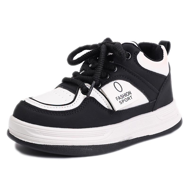 Children's Leather Casual Warm Cotton Sports Shoes - Autumn/Winter Versatile Campus Style.