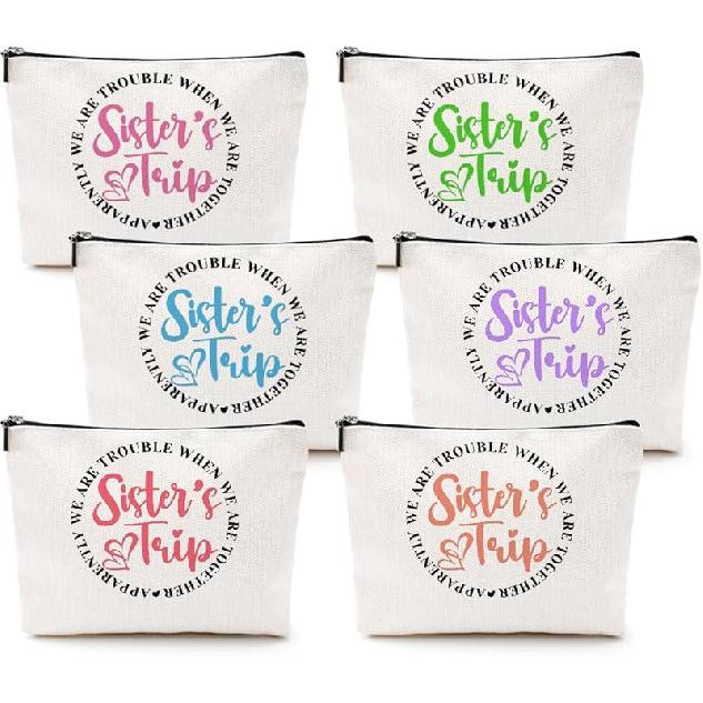 3Pcs Girls Trip Gifts Girls Weekend 2025 Makeup Bag Sisters Trip Gifts Favors Summer Gifts Cosmetic Bag Toiletry Bag Zipper Pouch Weekender Bags for