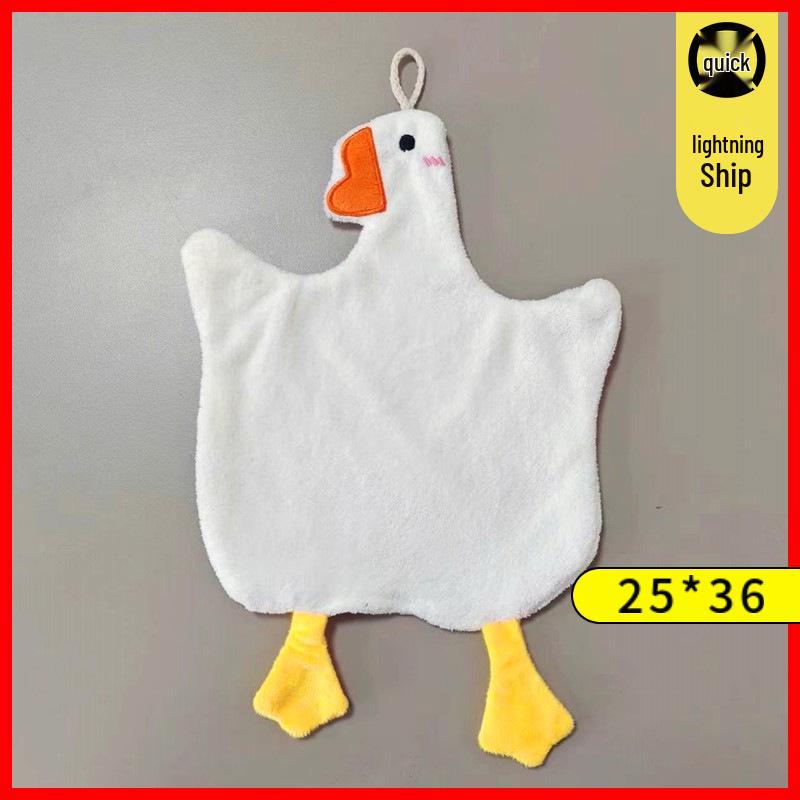 Coral Fleece Goose Hand Towel - Absorbent & Cute for Kids' Bathroom or Kitchen