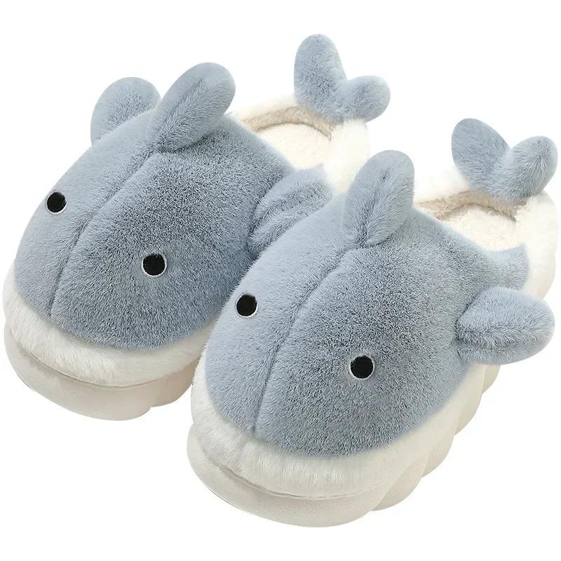 Moda GOOHOJIO Pantofole Peluche Carine per la Casa per Donne Uomini Pantofole Squalo Peloso Cartone Animato Pantofole da Interno Suola Spessa Antiscivolo Scarpe da Camera