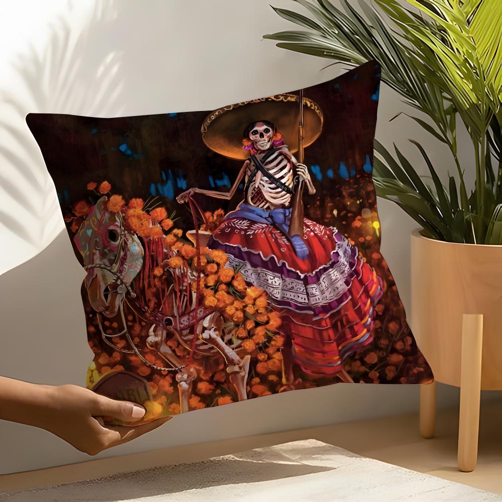 Festival Day Of The Dead Art 4 Pillow Case Linen Cushion Covers For Decorative Sofa Home Pillows Case Car Chair Pillows Cases