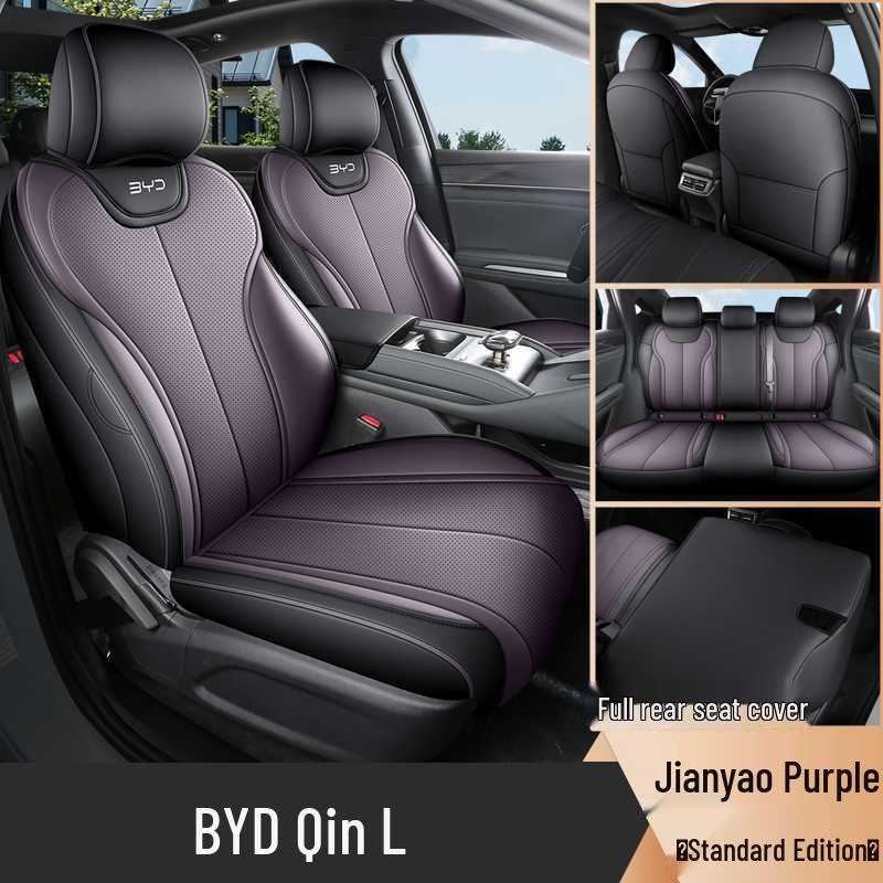 BYD Qin L D-MI Special Perforated Leather Full Surround Seat Cover - Breathable, All-Season Universal Cushion.