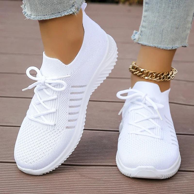 Fashion White Breathable Sneakers for Women Summer 2025 Comfortable Sport Shoes Woman Fashion Slip On Tennis Running Shoes Women's Sheos