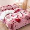3pcs Valentine'S Day Romantic Rose Love Letter Pattern Duvet Cover Set Bedding Set Soft And Comfortable Duvet Cover Bedroom