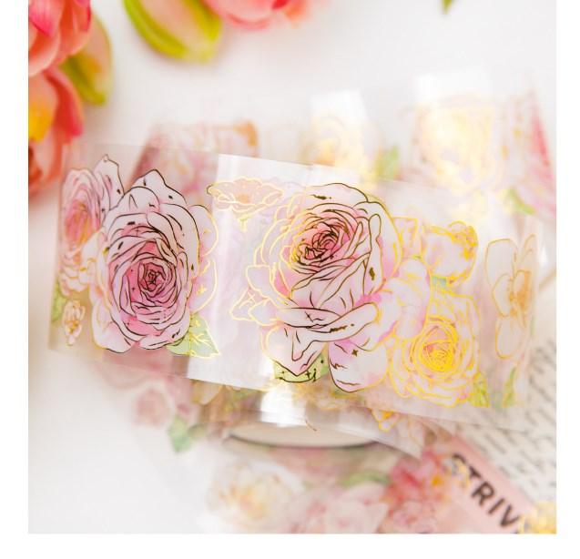 PET Flower Tapes Romantic Versatile Floral Decorative Tape for Journaling Scrapbooking