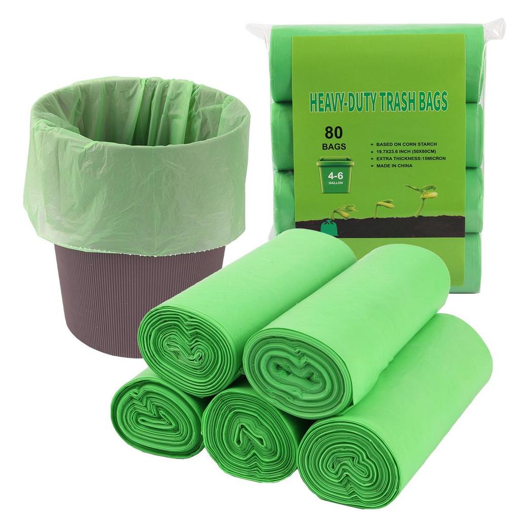 PLA Corn Starch Biodegradable Compostable Trash Bags for Kitchen & Household flat opening