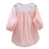 Round Neck Pure Cotton Shirt Women Summer New Fashion Design Color Matching Mid-sleeve Versatile Casual Top