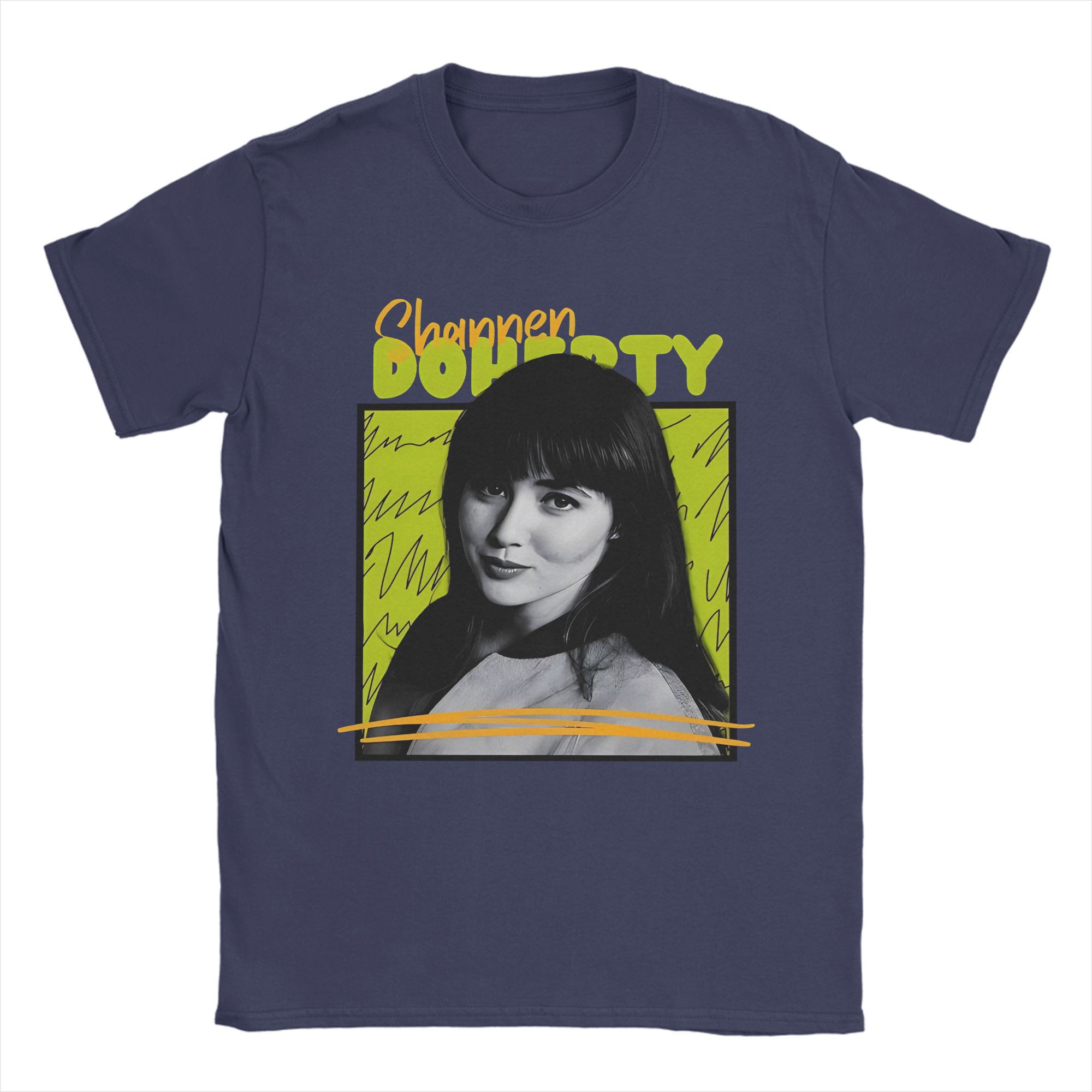 

Shannen Doherty T Shirts Men Cotton Funny T-Shirt Round Neck Tees Short Sleeve Tops Gift Idea 4XL
