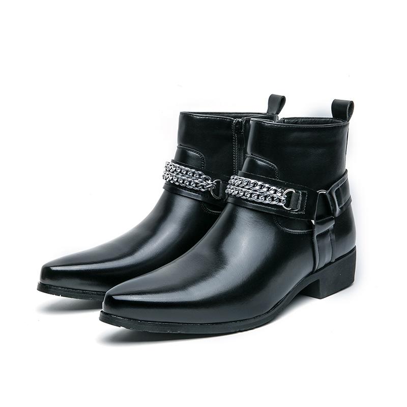 

Men s Shoes Leather Shoes Chelsea Boots Men s Shoes Dress Business Leather Shoes Pointed Martin Boots Trendy Shoes Casual Short Boots Men 38