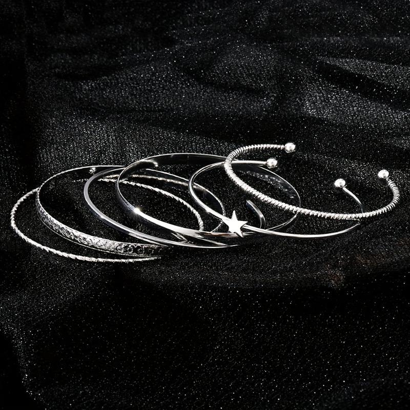 6pcs Star Open Bracelet Set, Stylish and Trendy Women's Bracelets