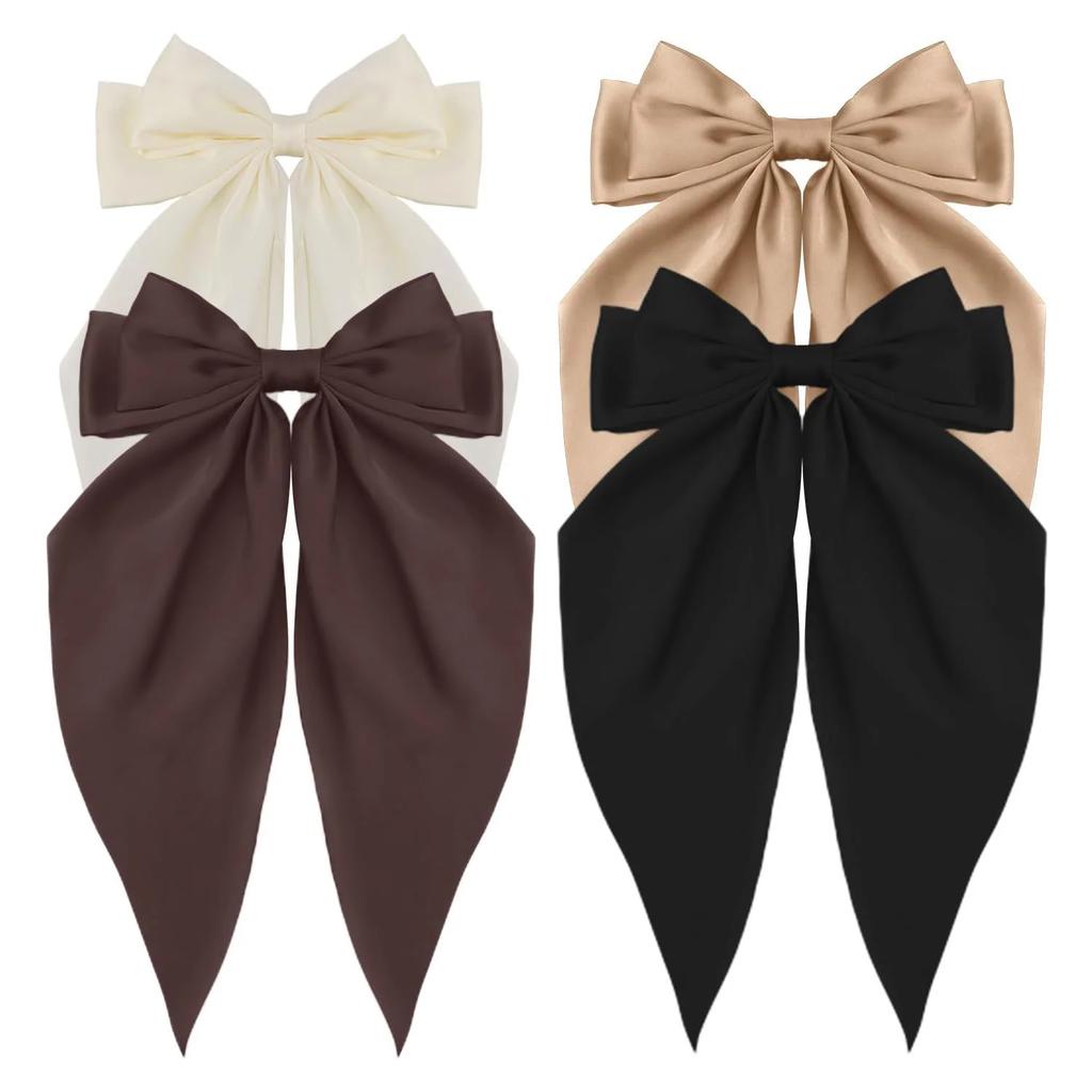 3pcs Solid Color Minimalist Bow Hair Clip,Bowknot Hair Clip,Retro Hair Clip Silk Hair Band,Elegant Hair Accessory for Dailywear