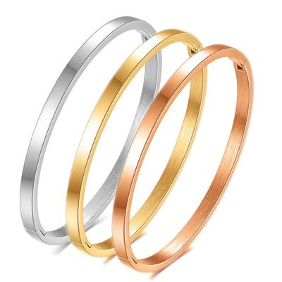 Błyszcząca i prosta bransoletka ze stali tytanowej 4 mm z otworami dla par. 3-kolorowa prosta bransoletka dla kobiet