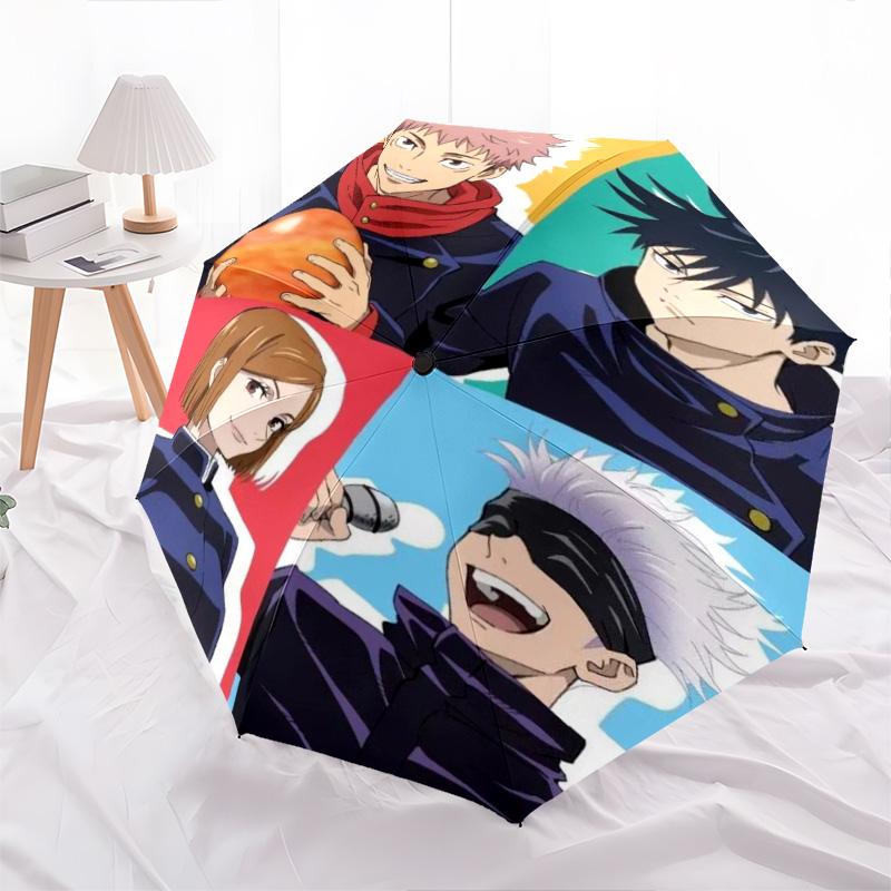 1PC Jujutsu Kaisen Characters Automatic Umbrella - Suitable Travel Outdoor Portable Umbrella Birthday Gift Daily Essentials