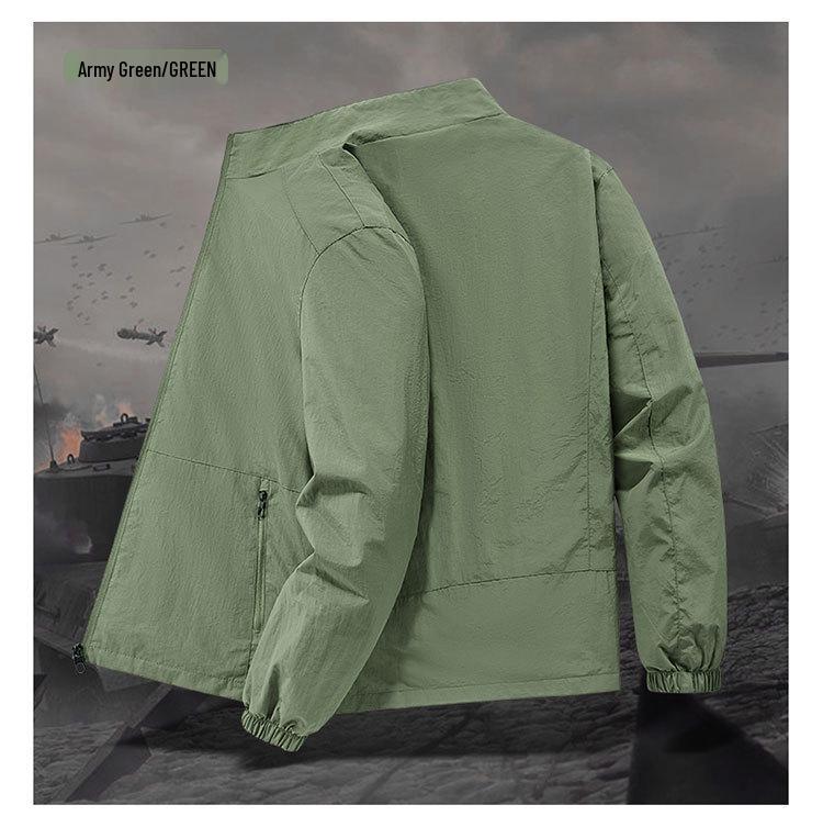 2025 Bestseller: American Style Men's Windproof Waterproof Stand Collar Jacket for Spring & Autumn - Versatile Casual Sport Outdoor Outerwear.