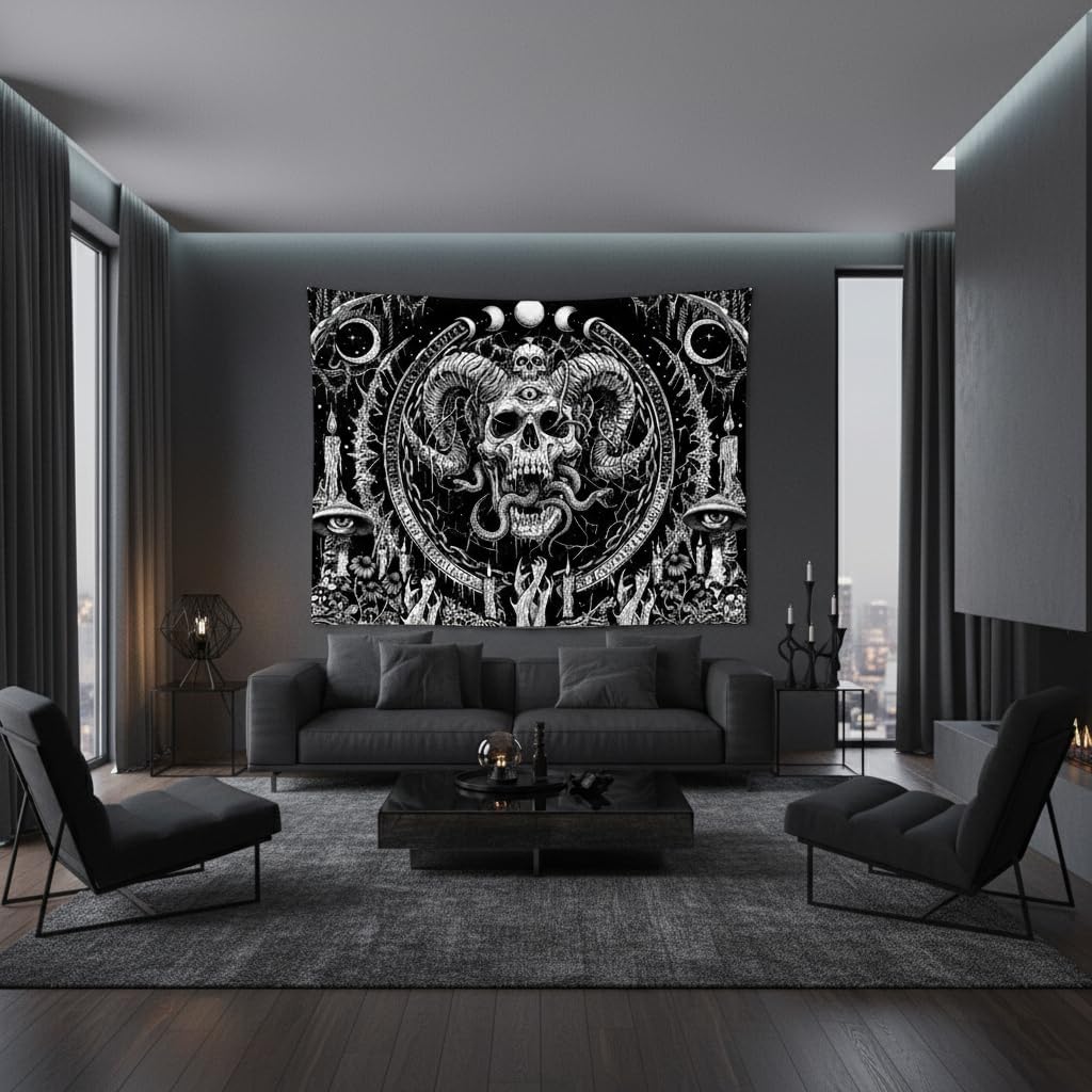 Accnicc Skull Gothic Skeleton Tapestry 60 x 44 Inch