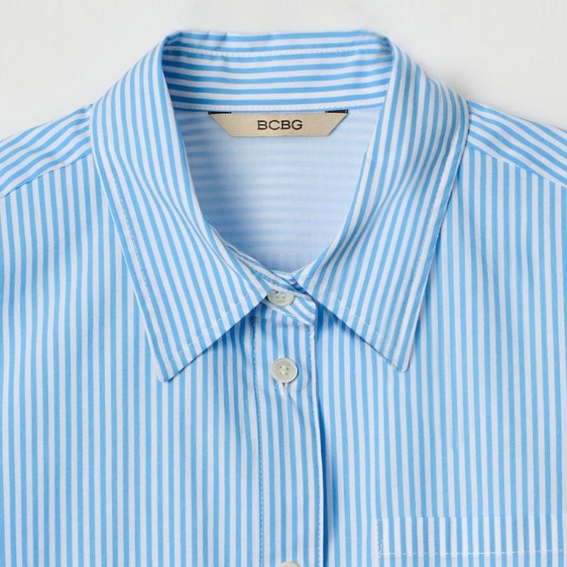 BCBG Logo Embroidered Stripe Blouse B4s2b426