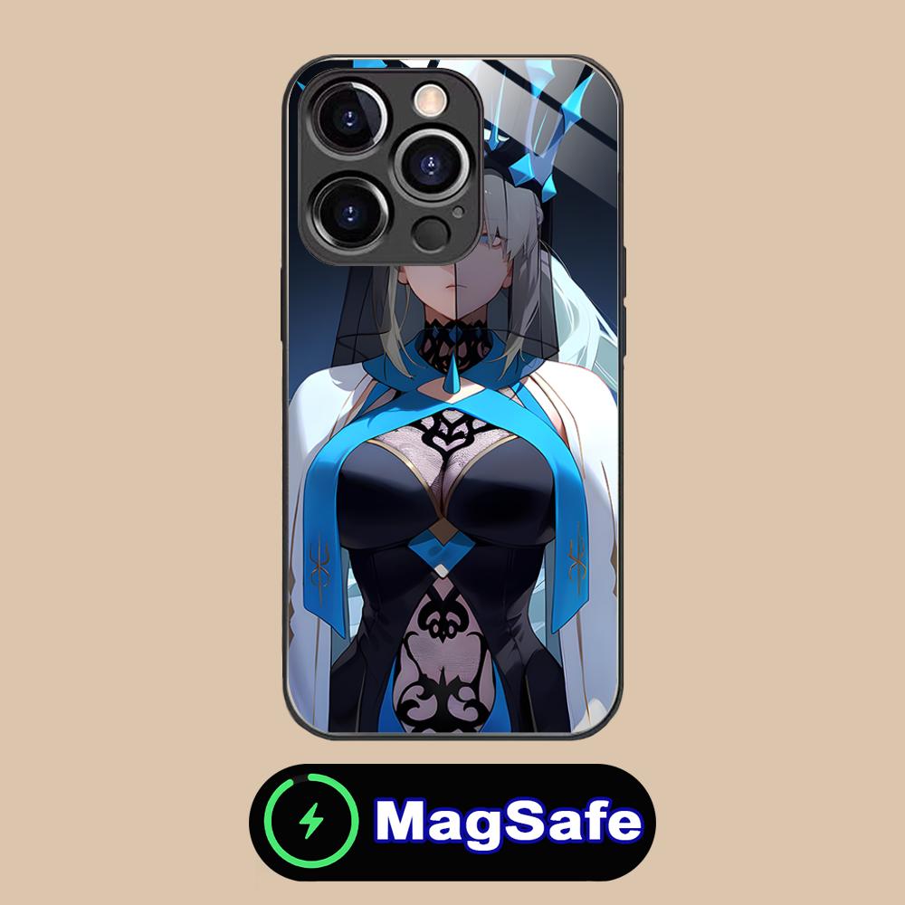 Anime FGO Morgan Phone Case for iPhone 17 16 15 14 13 12 11 Air Pro Max Plus Mini MagSafe Glass Colorful Cover Cover Smartphone