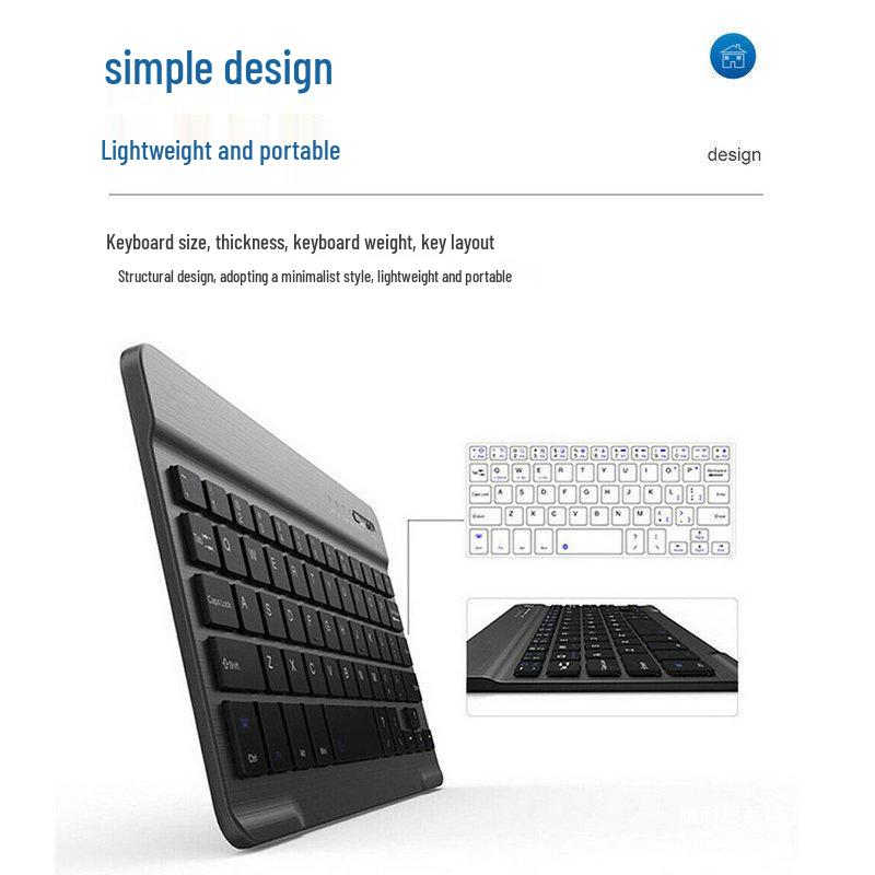 10-Inch/7-Inch Bluetooth Wireless Keyboard, Seven-Color Backlight, Russian Layout, for Mobile & Tablet 7-inch Standard Bluetooth Keyboard Black