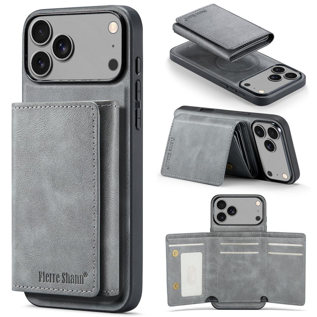 Geldbörse Kartenfach Leder Handyhülle für IPhone 17 Air 17 Pro Max 15 16 Plus 14 13 12 11 Magnetisch Magsafe Ständer Rückabdeckung