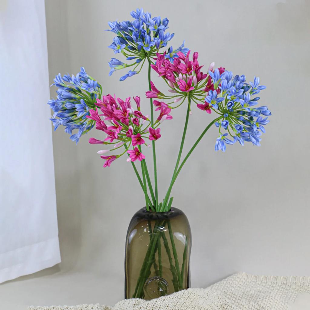 3pcs Artificial African Agapanthus Floral Simulated Plant Stem Flower Arrangement Ornaments European Style Home Wedding Decor