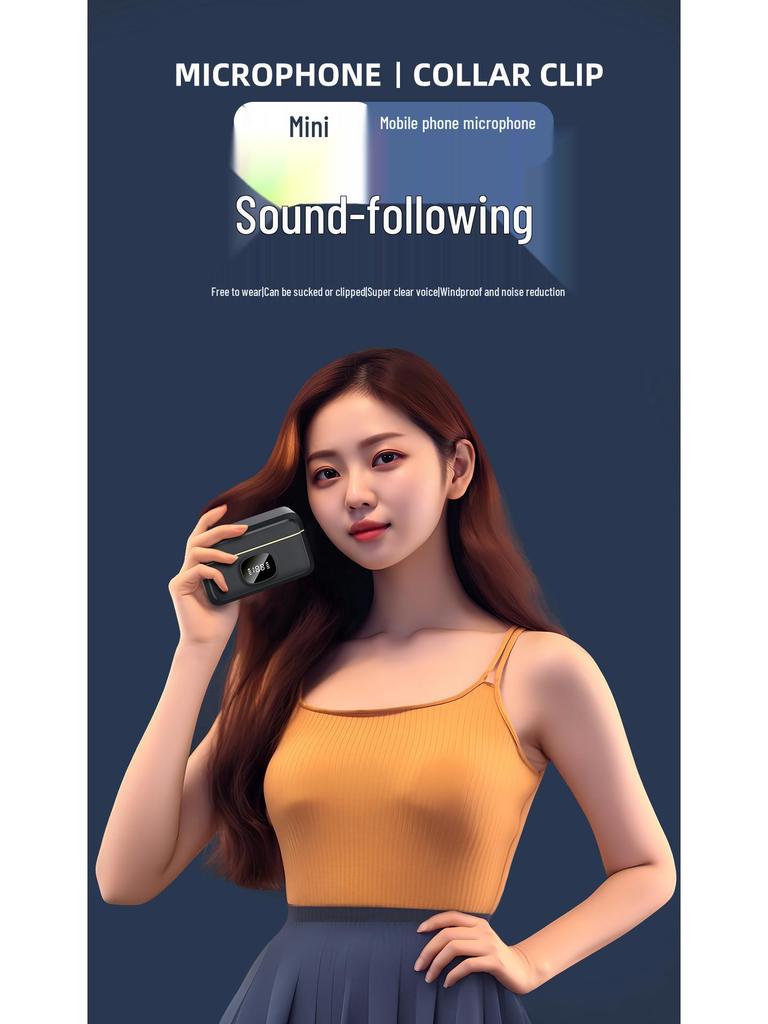 Magnetic Wireless Lavalier Mic with Noise Reduction for Live Streaming & Long-Distance Sound Pickup