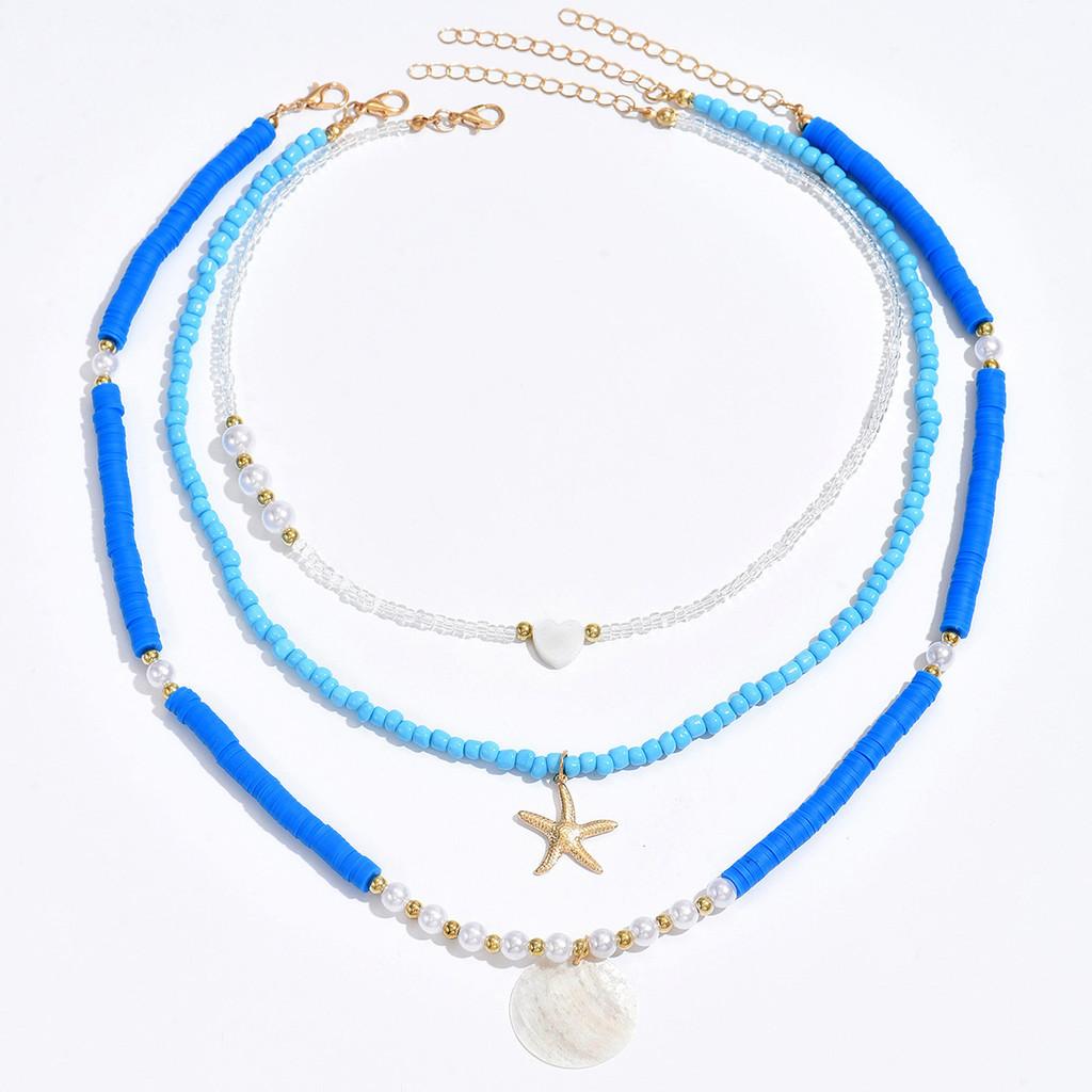 Bohemian Shell Necklace Set For Women Handmade Geometric Beach Jewelry Gift For Summer