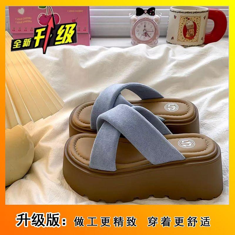 

Versatile sandals small beach sandals muffin thick sole height increase cross with slippers women s summer wear 2025 new 40