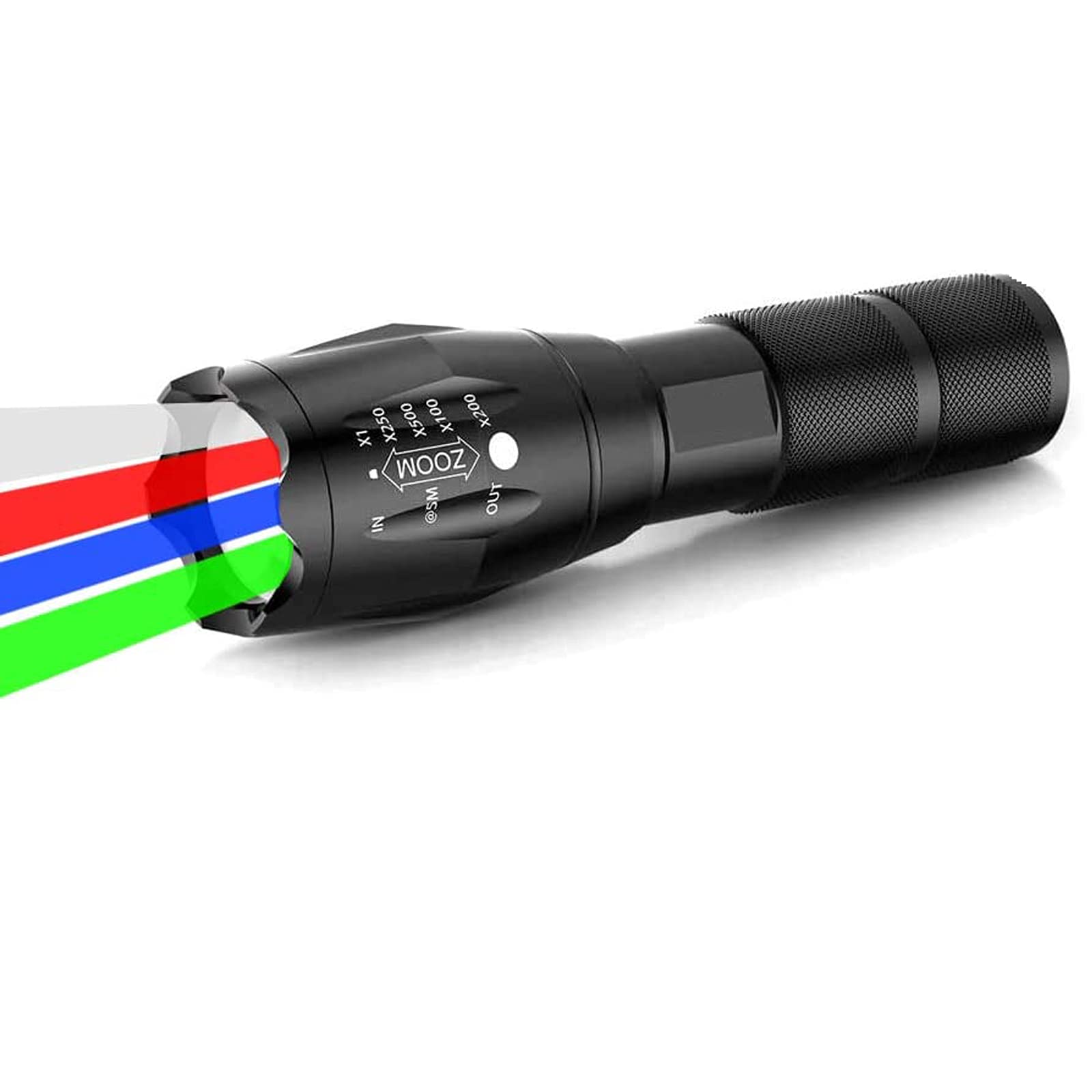 

LED Flashlight with 4 Colors and Powerful 1200 Tactical Flashlight for Outdoor Animal Night and Night Waterproof Not Ultra-Bright (Red, Green, White,