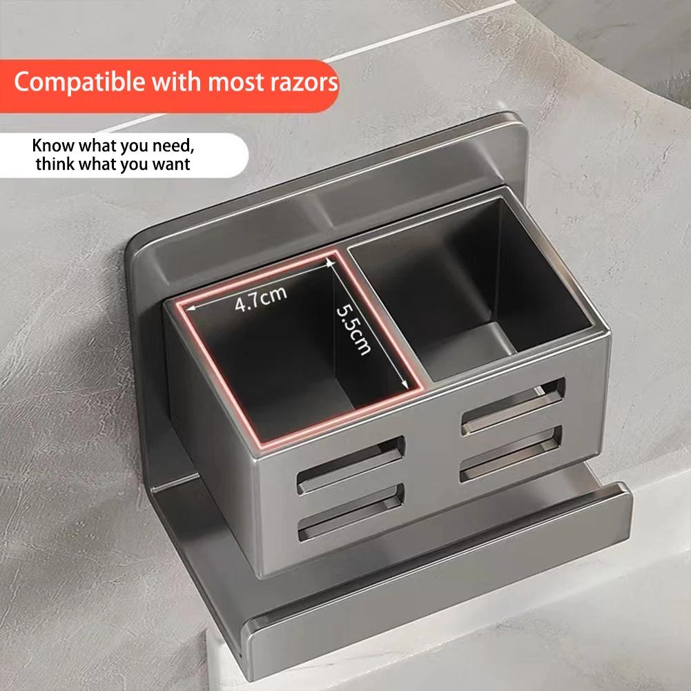 Support Mural de Rangement pour Rasoir Sans Perçage, Organisateur de Peignes à Cheveux pour Salle de Bain, Lavage des Mains, Mur de Coiffeuse, Outil de Maquillage, Étagère de Finition