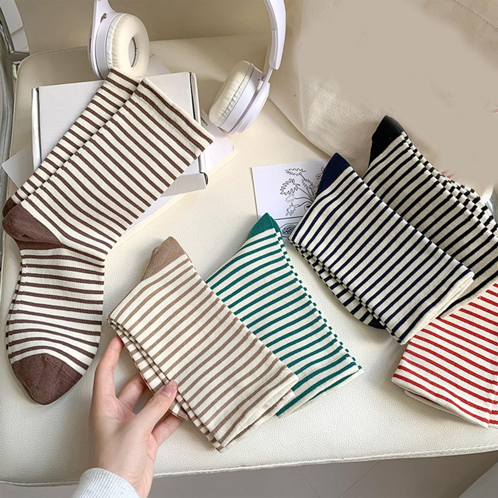 Japanese Fashion Striped Socks Women College Style School Girls Crew Socks Casual Harajuku Streetwear Middle Tube Socks
