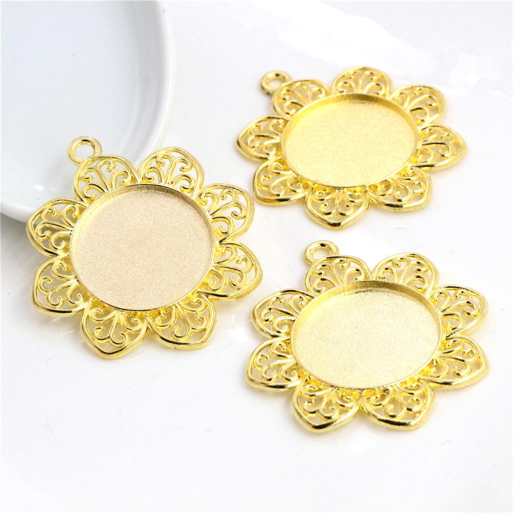 5pcs 25mm Inner Size Pendant Cabochons Blank Base Setting Bezel Tray Alloy DIY Jewelry Making Accessories for Necklace Keychains