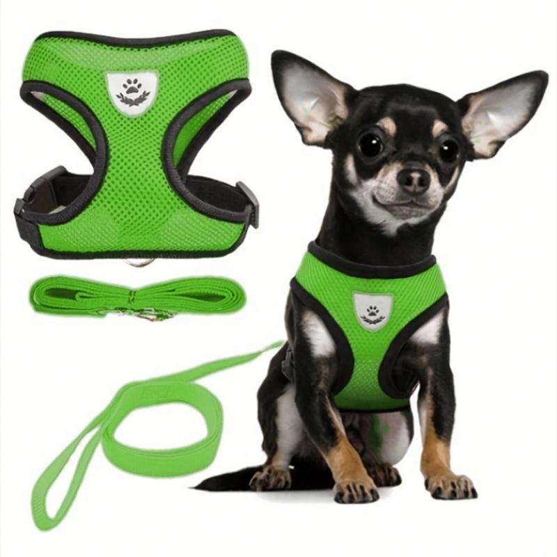 Langxingcs Pet Cat Dog Leash Set with Escape-Proof Adjustable Harness, Reflective Safety Strap and Collar, Soft Breathable Mesh Material
