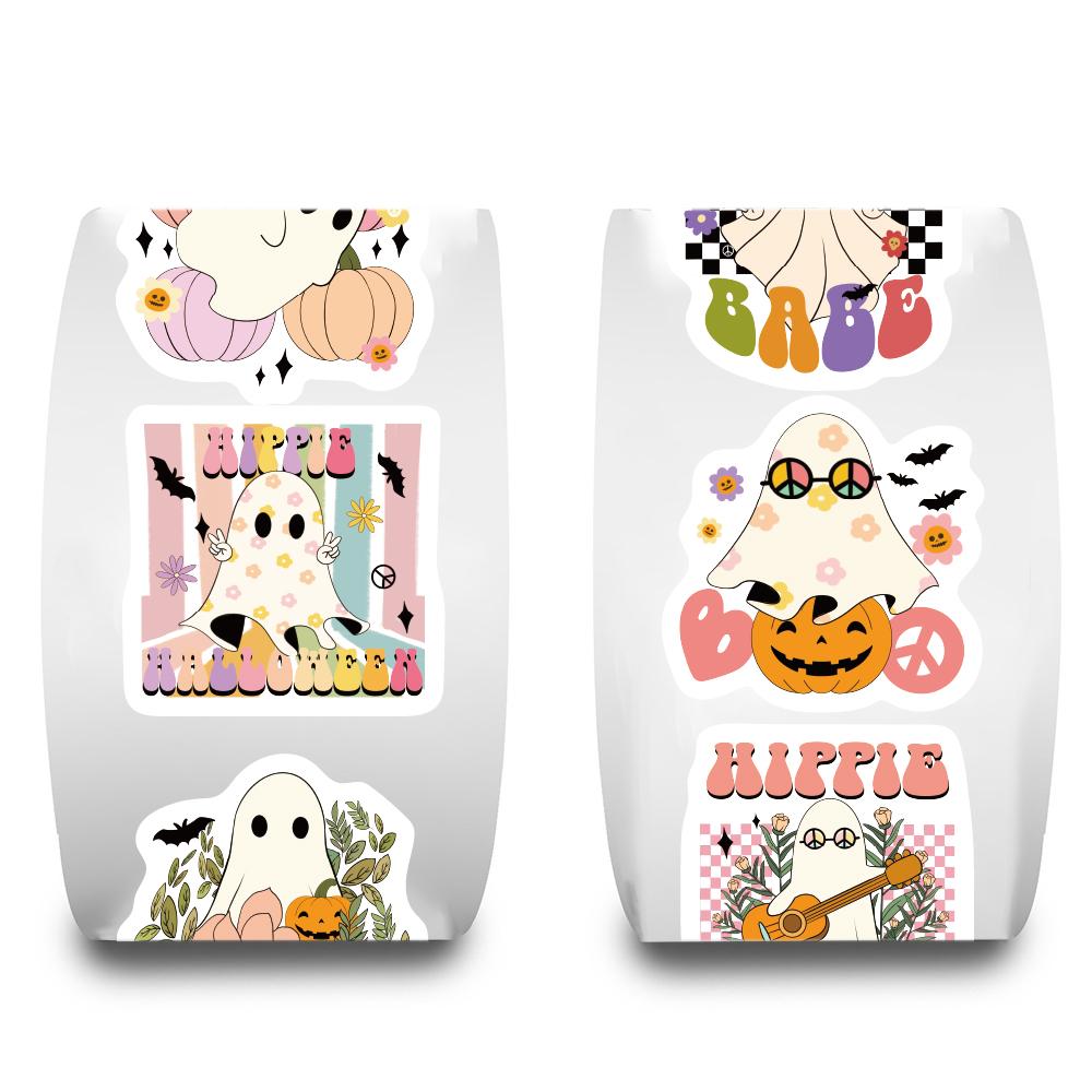 500PCS Hippie Spooky Boo Ghost Roll Stickers Laptop Luggage Colorful Decoration Chambre Personalized Harajuku Paintings Sticker