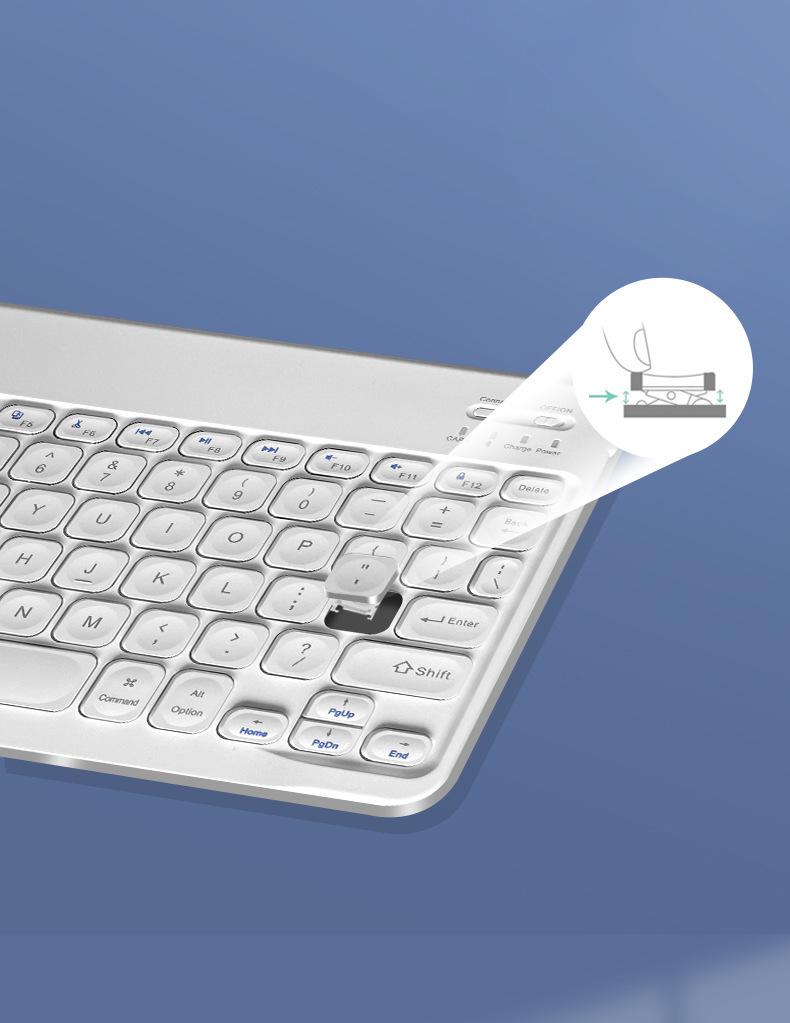 Round Cap Bluetooth Rechargeable Wireless Keyboard for iPad, Phone, Tablet, Laptop - Portable Magic External Keyboard