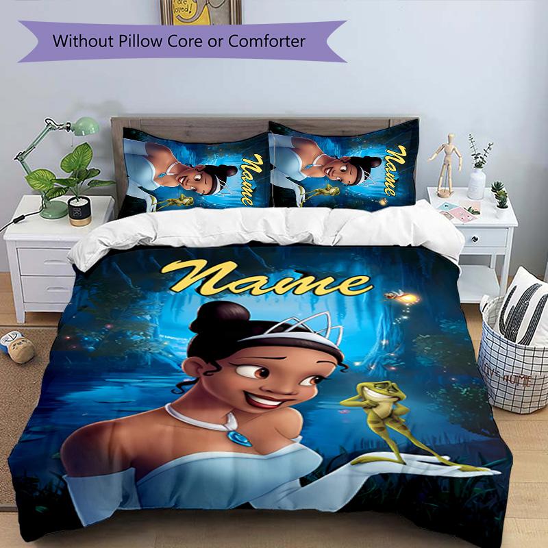 3pcs Princess5 Cover Set - Personalized Name, HD Printed Bedding with 1 Cover and 2 Pillowcases - Perfect for Home Decor, Easy Care
