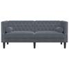 Vidaxl Sofa Chesterfield Z Wałkami, Dwuosobowa, Ciemnoszara, Aksamit