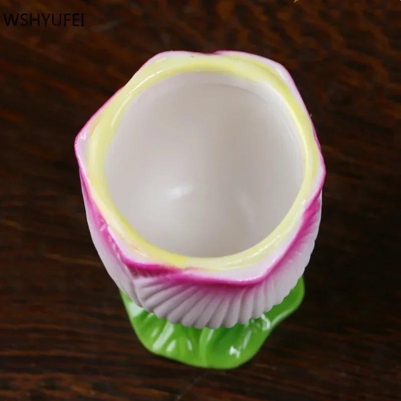 3 Stück Foqian Keramik Lotus Wasserspeisebecher Guanyin Wasserreinigungsbecher Ornamente Zuhause Buddha Halle Verehrung Dekor Zubehör