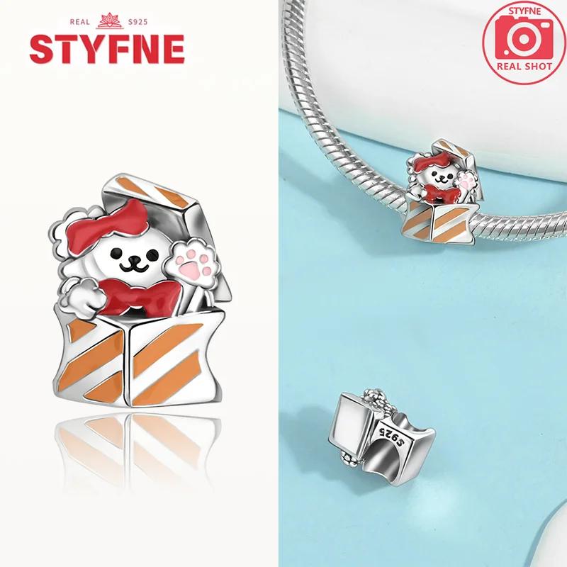 Coppergift Box Charm Luminous Beads Fits Brand Bracelet Diy Merry Christmas Fine Jewelry Pendant For Women Gift