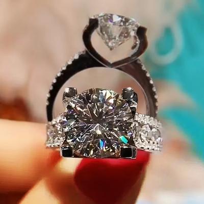 New Classic Wedding Bands Eternity Rings for Women Dazzling White Cubic Zirconia Stone Proposal Engage Rings Luxury Love Gift