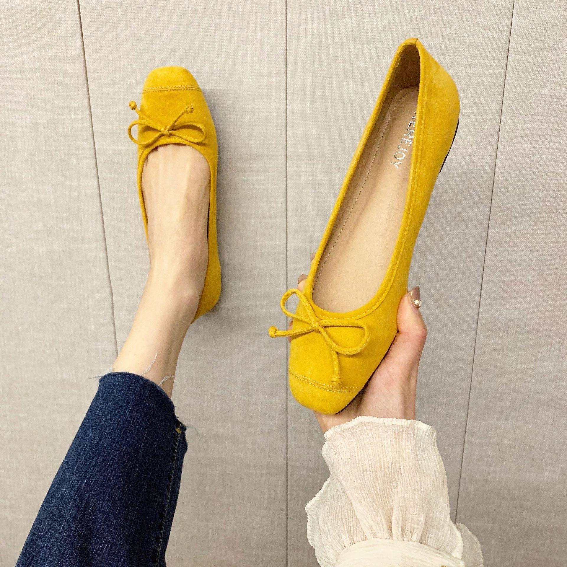 

Fashion Big Size 34-43 Women Round Toe Shoes Soft Foldable Flats Ladies Bowtie Loafers Nubuck Leather Moccasin Femmes Roll-Up Ballerinas 8.5 жовтий
