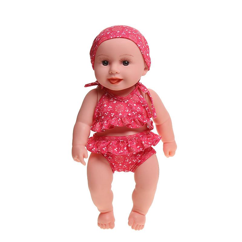 

Кукла-симулятор из винила с полным телом, платье для купания, детские игрушки для раннего образования, оптовая продажа, обучающая кукла 40cm красный/розовый