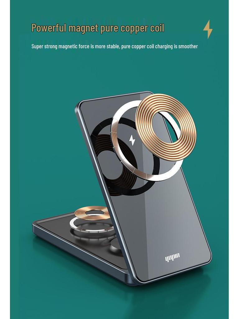 3-in-1 Faltbarer MagSafe Kabelloser Ladeständer für iPhone, Watch und Ohrhörer