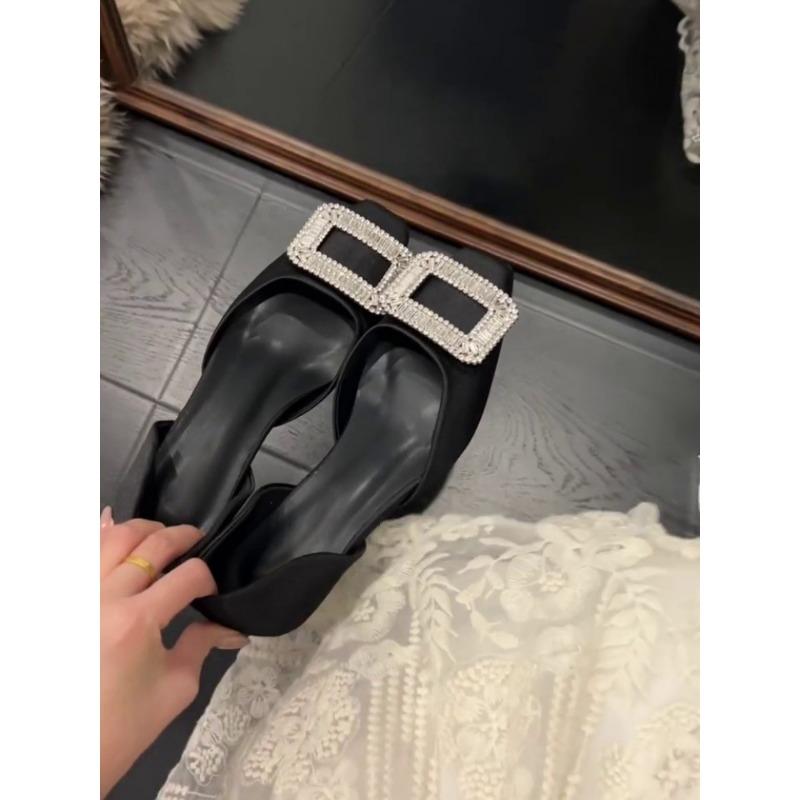 

Нэй Цзэн~ Нишевые туфли-лодочки на низком каблуке со стразами и квадратной пряжкой, женские туфли для работы, полые сандалии, женские модели 40